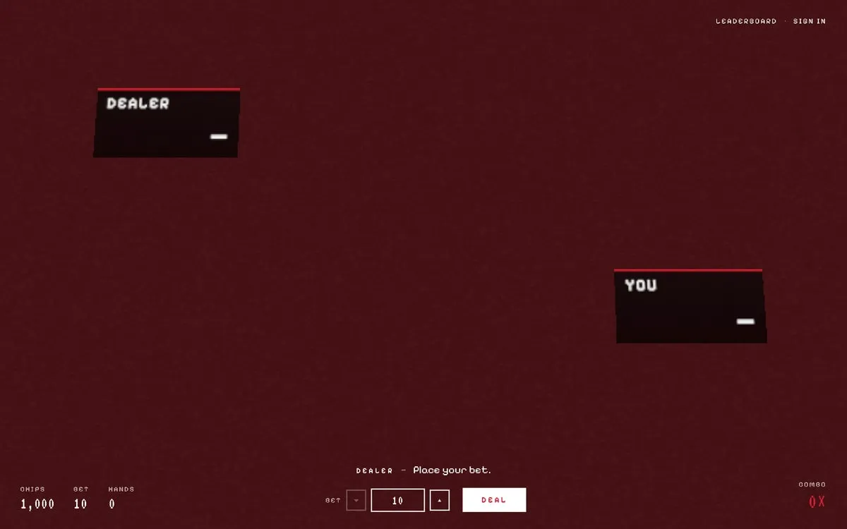 Screenshot of the Blackjack Ultra home page