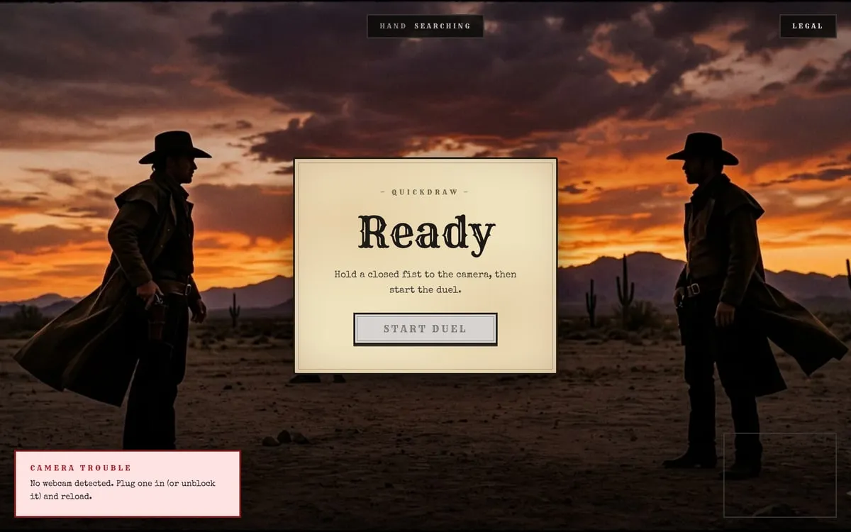 Screenshot of the Quickdraw computer vision game home page