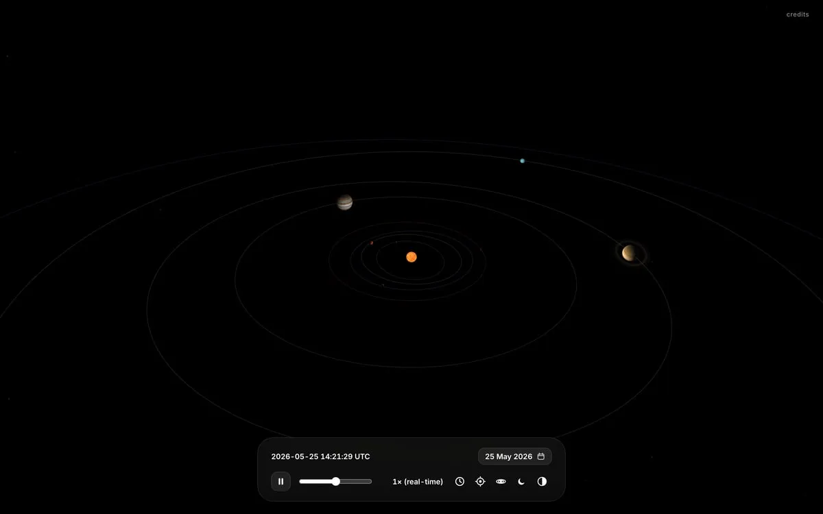 Screenshot of the Solary 3D solar system